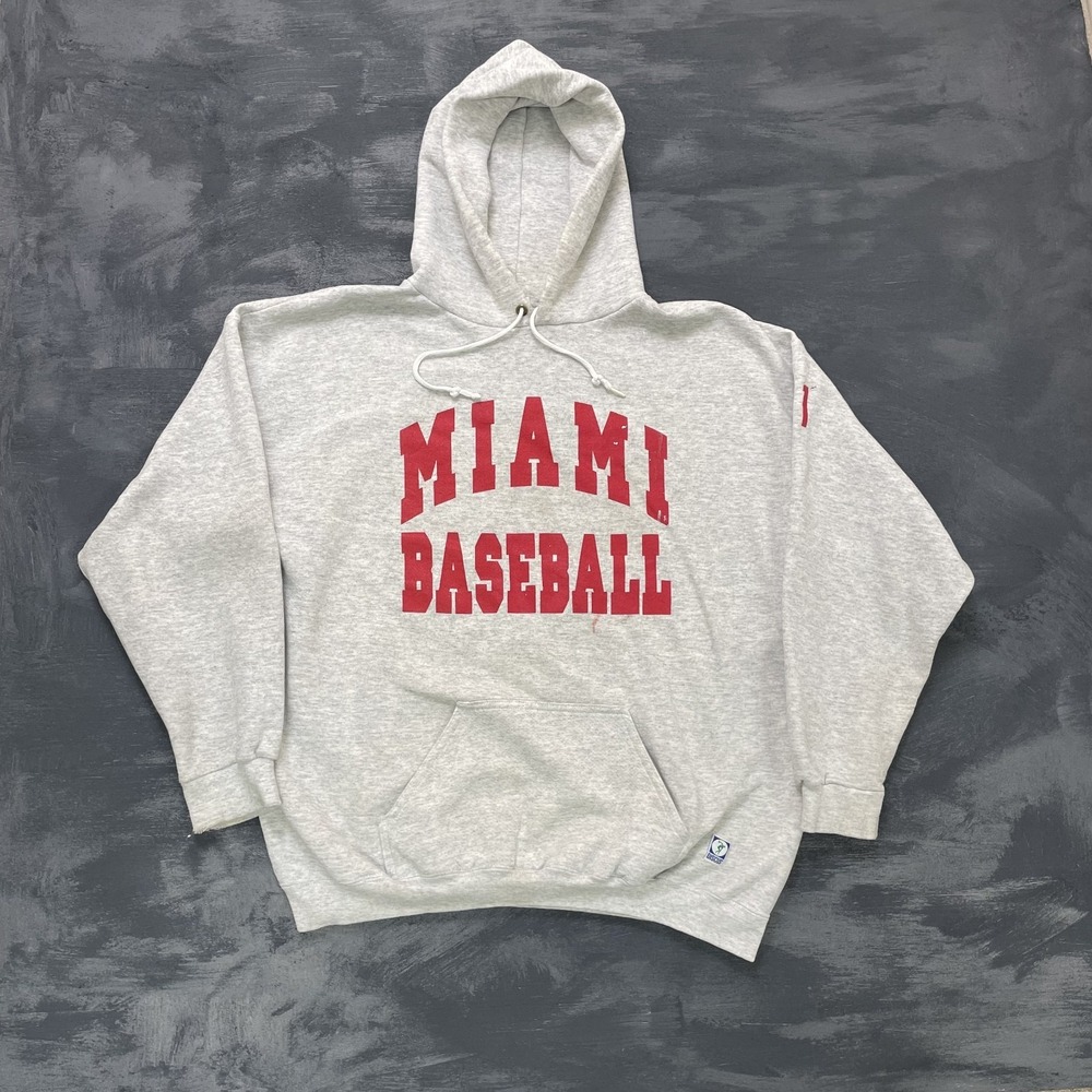 Vintage MIAMI Baseball‎ Hoodie mens XL Gray 1990s USA